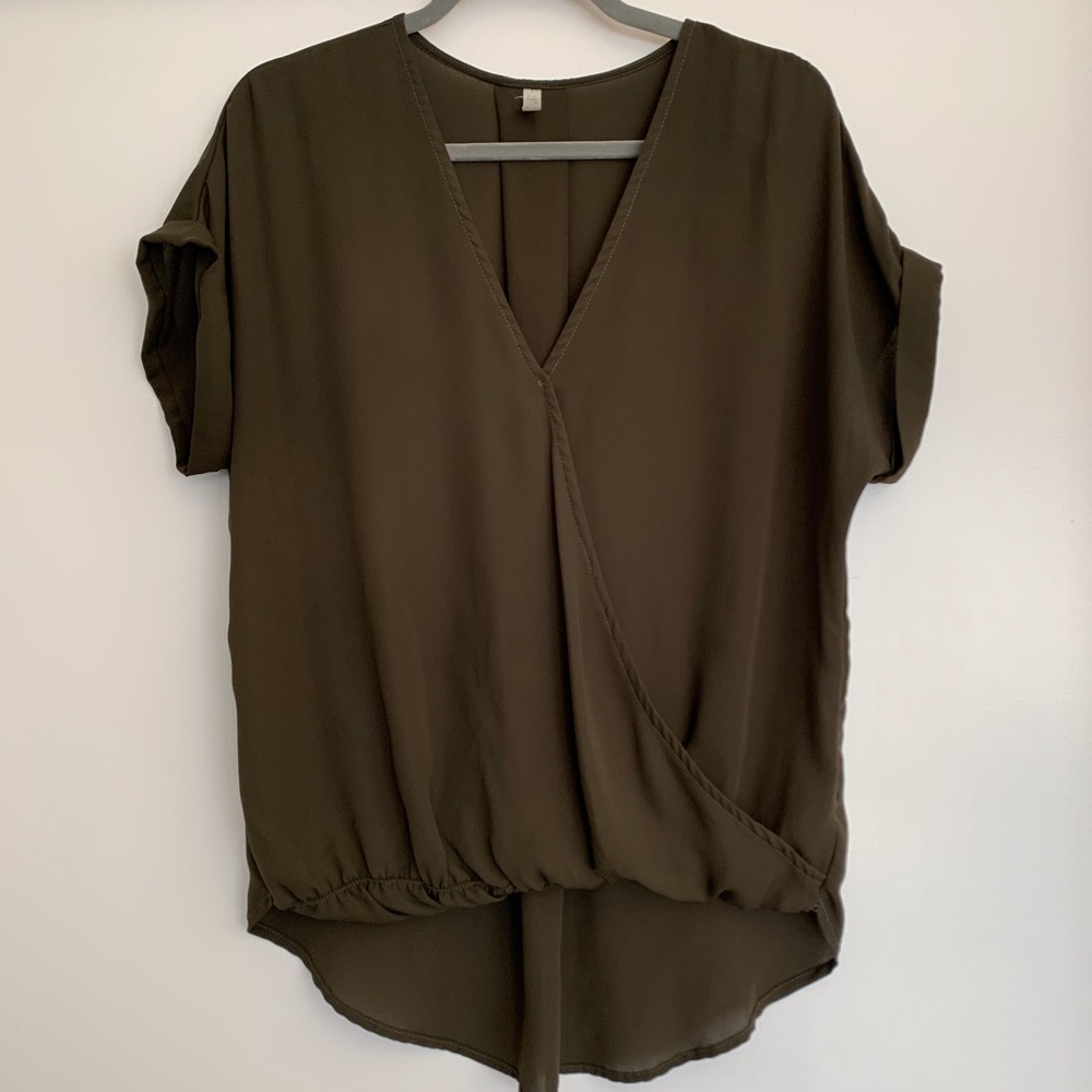 Lyss Loo Olive Green Wrap Top